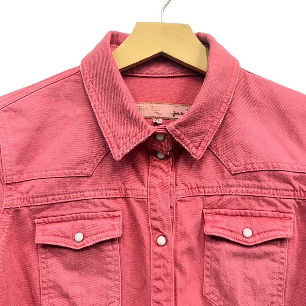 Teleria Zed Women's Garment-dyed Western Denim Shirt Pink size IT 46 / US 8-10 - Picture 3 of 7